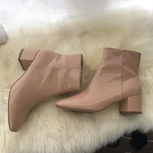 Patent Leather Pinkish Nude Booties